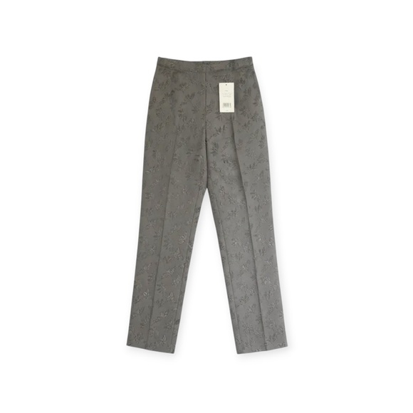new Vince ⚘ Floral Embroidered Shimmery Silk Duponi Pant Pants ⚘ Gunmetal ⚘ Sml - Picture 1 of 16